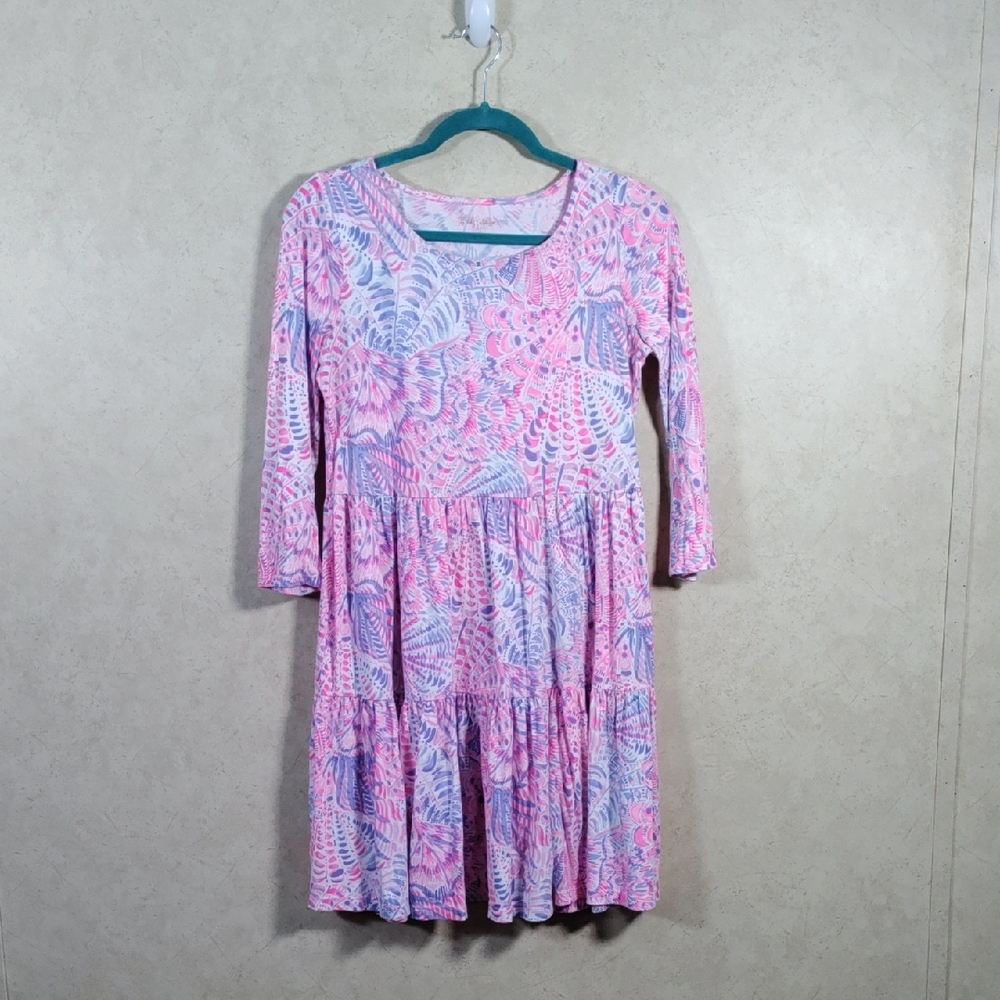 6166 Lilly Pulitzer Geanna Sea You Soon cotton dress in Raz Berry S